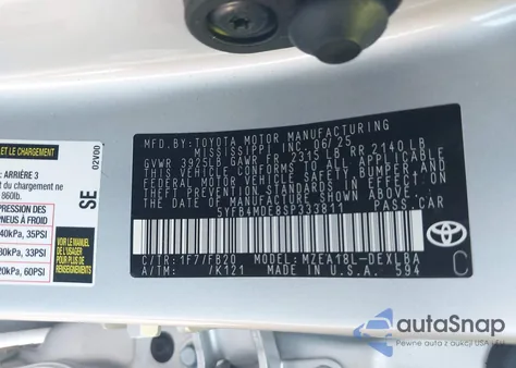 2025 Toyota Corolla Le из США, поврежденный, VIN 5YFB4MDE8SP333811